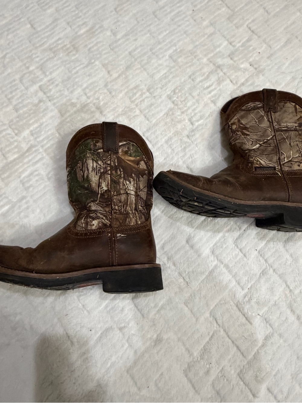 Young Mens Justin Boots Brown Camouflage Cowboy Boots - Work Boot
